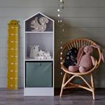Bibliothèque 2 étagères forme maison pour chambre enfant - blancDICO