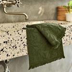 Lot de 2 serviettes invités en coton motif floral 30x50cm - vert mousseALLORO