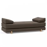 Méridienne design SIGMUND WOOD convertible lit 160x200 cm pieds chêne tissu Kenya Brun Taupe