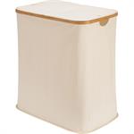 Panier à linge en polycoton et bambou H60xL54cm - blancLINO