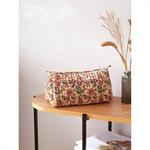 Trousse de toilette tissu indien fleuri beige