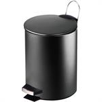 Poubelle salle de bain métal noir ronde 3L