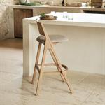 Lot de 2 chaise de bar en chêne et tissu h99cm - gris 