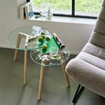 Ensemble de 2 bouts de canapé en verre et bois d'hévéa - transparentLAVOIE