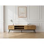 Meuble TV 180 cm ALBI bois massif et rotin    BOBOCHIC