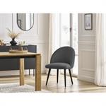 Chaise LALIE tissu velours côtelé et pieds scandinaves noirs gris foncé   BOBOCHIC