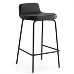 Tabouret RILEY pieds métal assise aspect cuir noir