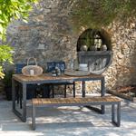Table de jardin fixe en polywood et aluminium - bois clair 