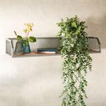 Étagère murale grillagée en bois et métal argenté L67cmFIR
