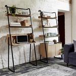 Bureau plaqué frêne et métal noir avec 2 tablettes L80cm - bois clairESTANIER