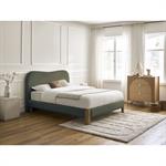 Lit SORALI tissu bouclette avec lattes massives vert 140x190  BOBOCHIC