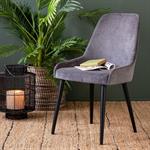 Lot de 2 chaise en tissu effet velours - gris 