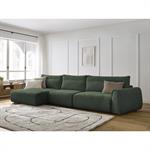 Canapé grand angle incurvé fixe ADEN vert  angle gauche BOBOCHIC 4 places