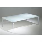 Table basse design ROCKY en verre blanc