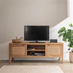 Meuble tv 2 portes en teck recyclé et cannage L150cm - bois clairTIAN