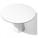 Table repas rond 5 couverts DINE base métal plateau laqué blanc