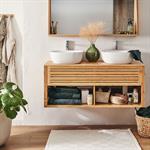 Meuble double sous vasque murale en bambou - L120cmDANONG