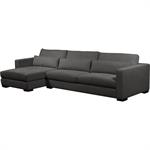 Canapé d'angle chaise longue gauche fixe en tissu Bloq - gris anthraciteBATIS