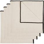 Lot de 4 serviettes de table brodées en coton - beige 41x41cmLINIA