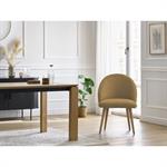 Chaise LALIE tissu velours côtelé et pieds scandinaves bois jaune   BOBOCHIC