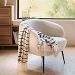 Plaid en coton à rayures finition franges 127x170cm - bleuLIANDRO