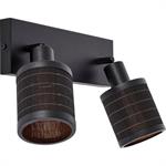 Barre de 2 spots électrifiés en acier et rotin - noirTAGALOG