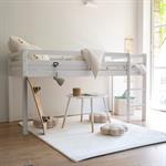 Lit enfant mi-haut 1 place en pin massif 90x200cm - blancSNOW