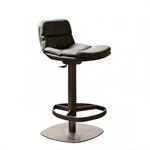 Ozzio MARLON Tabouret de bar en Cuir Mastice et Métal Graphite