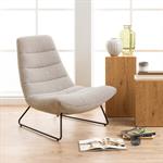 Fauteuil incurvé en tissu et métal - beigeMILO