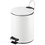 Poubelle salle de bain métal blanc ronde 3L