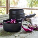 Lot de 3 casseroles en aluminium avec manche amovible 