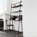 Bureau plaqué noyer et métal noir avec 2 tablettes L80cm - bois foncéESTANIER