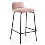 Tabouret RILEY SOFT pieds métal assise tapissé rose
