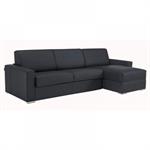 Canapé d'angle fixe réversible DREAMER 292 cm méridienne coffre cuir luxe vachette devon graphite