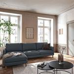 Canapé d'angle gauche fixe en tissu tramé doux - bleuADEL