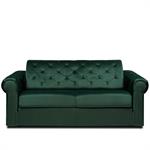 Canapé 3 places CHESTERFIELD Convertible Express 140 cm sommier lattes matelas 18 velours vert