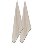 Lot de 2 torchons brodés en coton finition point de bourdon 50x70cm - beigeLINIA