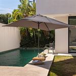 Parasol droit en tissu et métal 200x300cm - grisDAMIAN