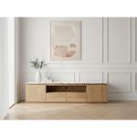 Meuble TV 2 portes 200 cm BARBARA bois massif de manguier et terrazzo    BOBOCHIC