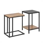 Lot de 2 tables basses gigognes en bois et verre trempé cadre