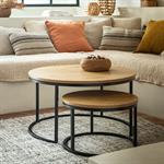 Set de 2 tables basses gigognes en bois et métal - bois clairZENA