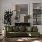 Canapé d'angle droit fixe en tissu joint - vert cèdreLENITA