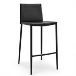 Tabouret  BOHEME structure métal assise cuir noir