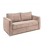 Canapé convertible express 120  ARLES matelas mémory 22cm sommier métal velours côtelé caramel
