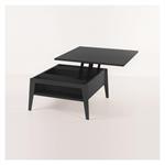 Table basse relevable BRIGHTON 80x70x40/65cm pieds métal cadre/plateau stratifié gris ardoise