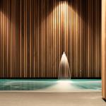 Piscine contemporaine avec chute d'eau