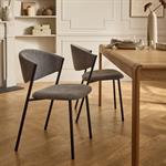 Lot de 2 chaise de repas épurée en tissu - gris 