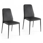 Lot de 2 Chaises CLUB structure métal assise rembourré aspect cuir noir