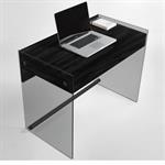 Bureau TOKIO 1 tiroir noir charbon piétement en verre fumé