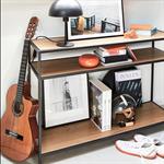 Console 3 plateaux en métal et effet chêne L120xP35xH79cm - bois foncéDANANG